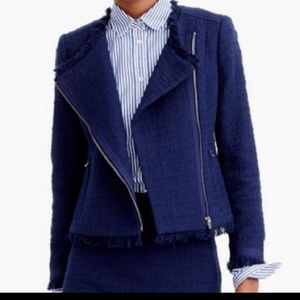 J. CREW Tweed Motorcycle Jacket with Fringe